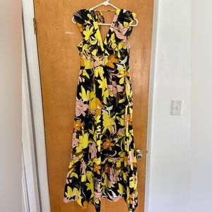 Floral Print Sleeveless Scoop Back Dress with Tie